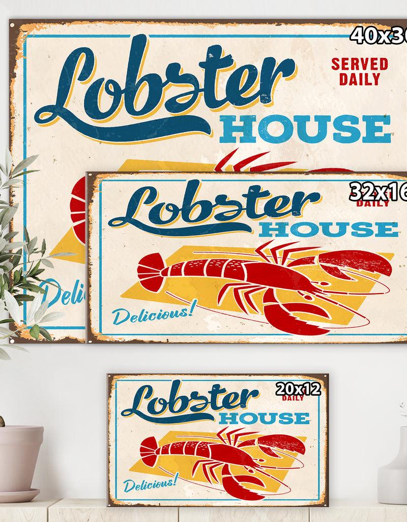 Designq Vintage Sign - Lobster House - Cottage Canvas Wall Art
