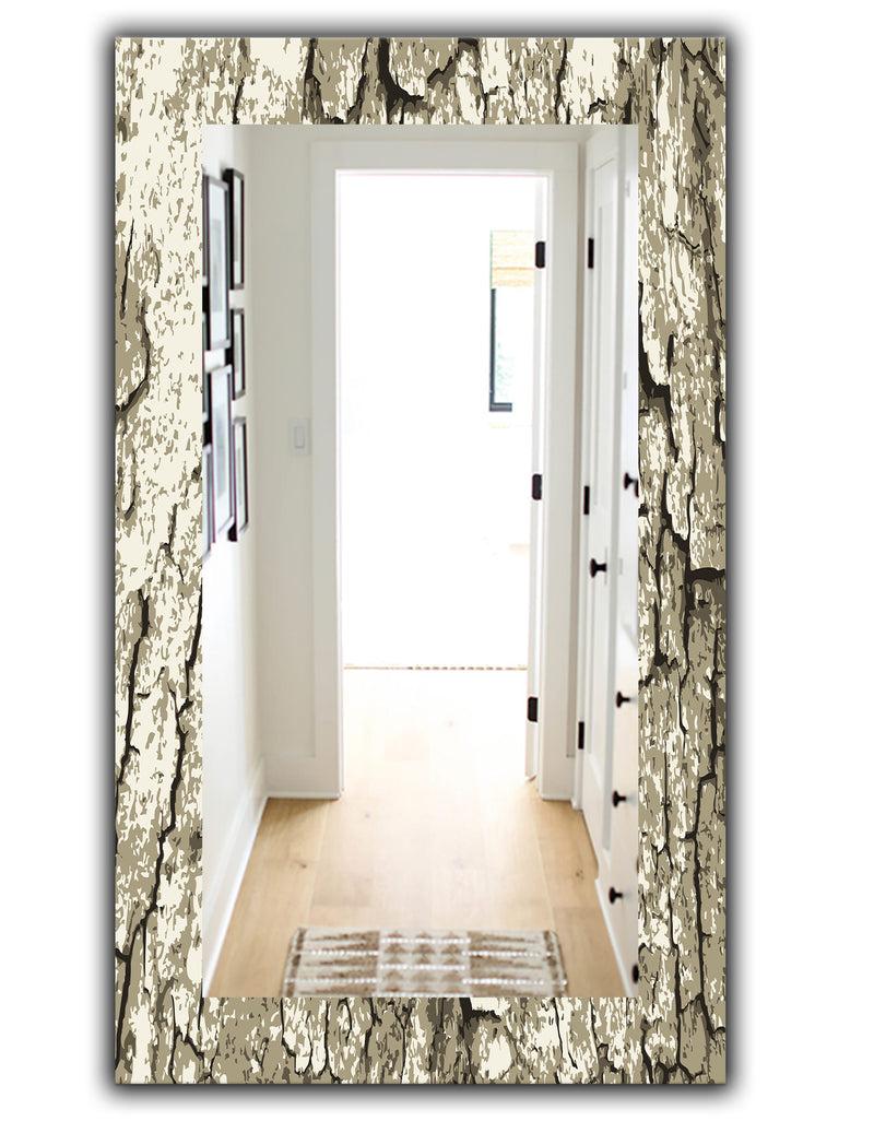 Designq Vintage Tree Bark - Bohemian And Eclectic Mirror - Vanity Mirror
