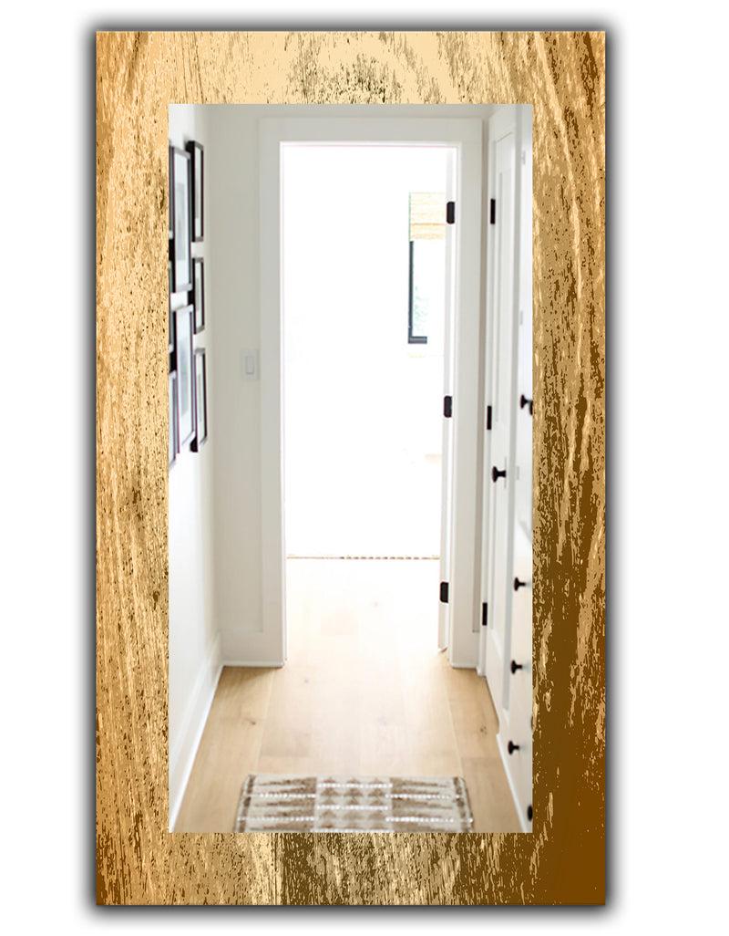 Designq Vintage Tree Grooves Annual Rings On Stump - Bohemian And Eclectic Mirror - Vanity Mirror