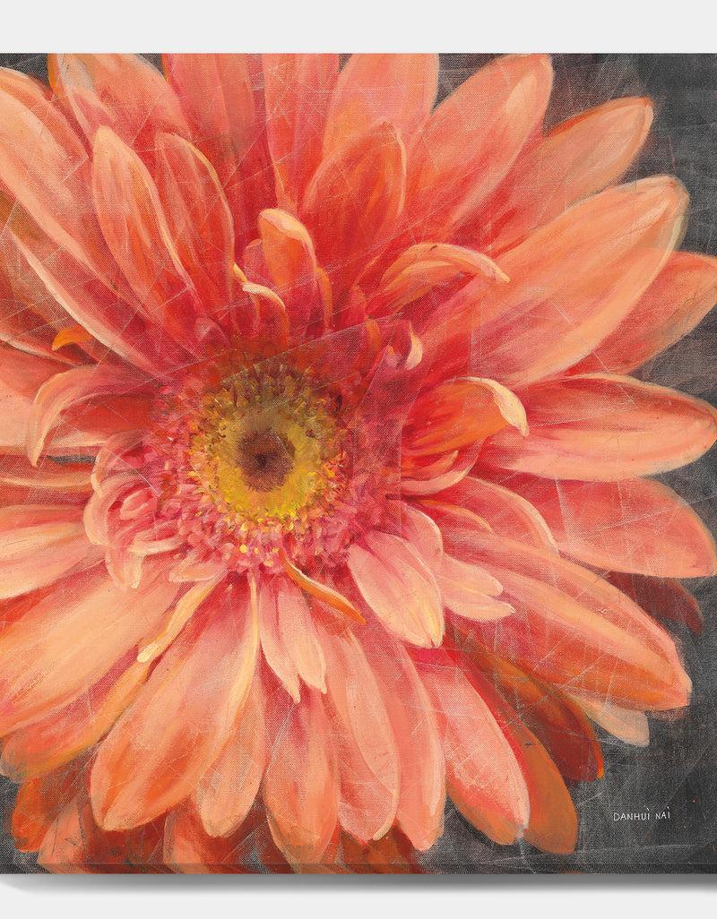 Designq Vivid Orange Daisy II - Shabby Chic Canvas Artwork