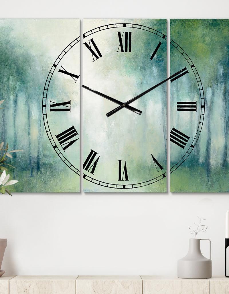 designq Walk in the Forest - Cottage 3 Panels Large Wall CLock