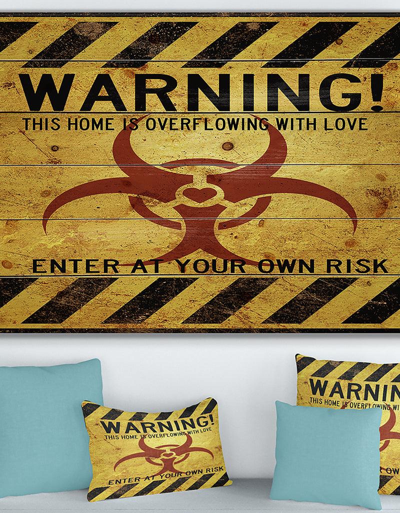 designq Warning Overflowing Love. - Textual Entrance Art on Wood Wall Art