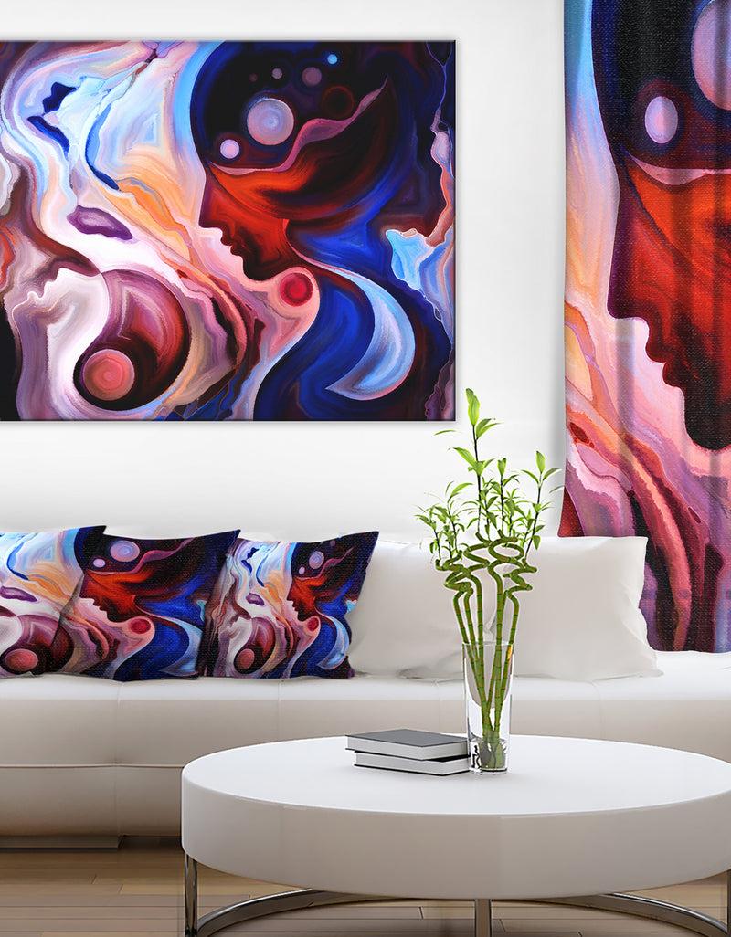 designq Watching Woman Painting - Abstract Canvas Art Print