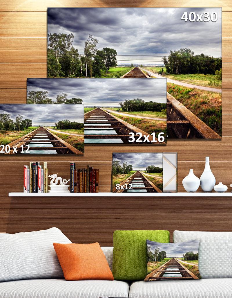 Designq Water Channel And Trees - Landscape Photo Canvas Art Print
