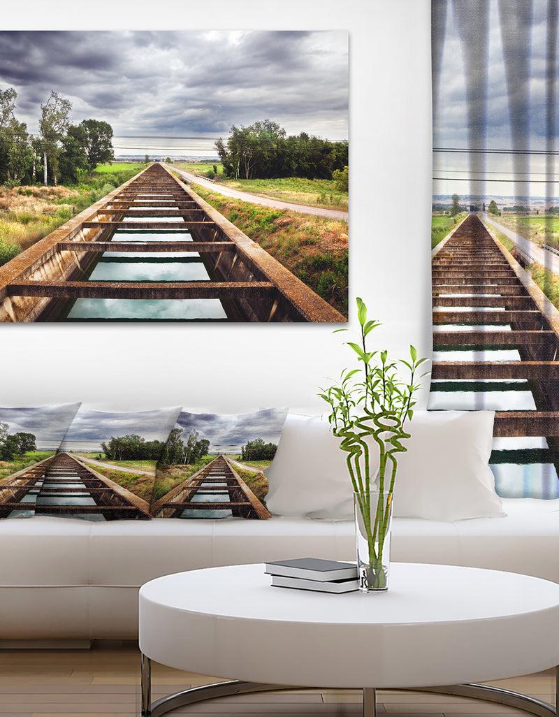 designq Water Channel and Trees - Landscape Photo Canvas Art Print
