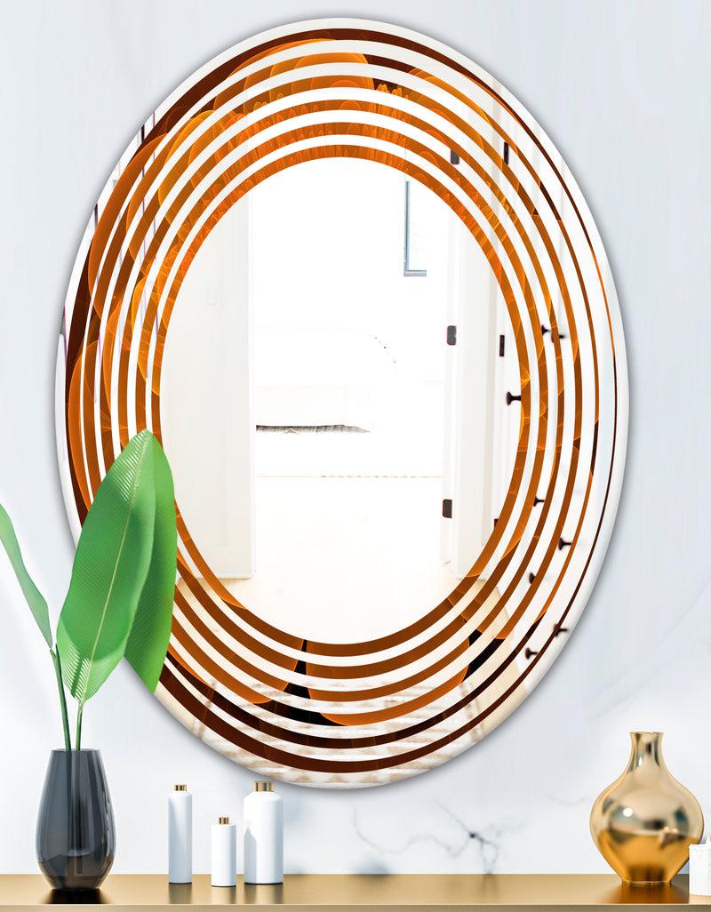 Designq Water Lily Digital Art Fractal Flower - Modern Round Or Oval Wall Mirror - Wave