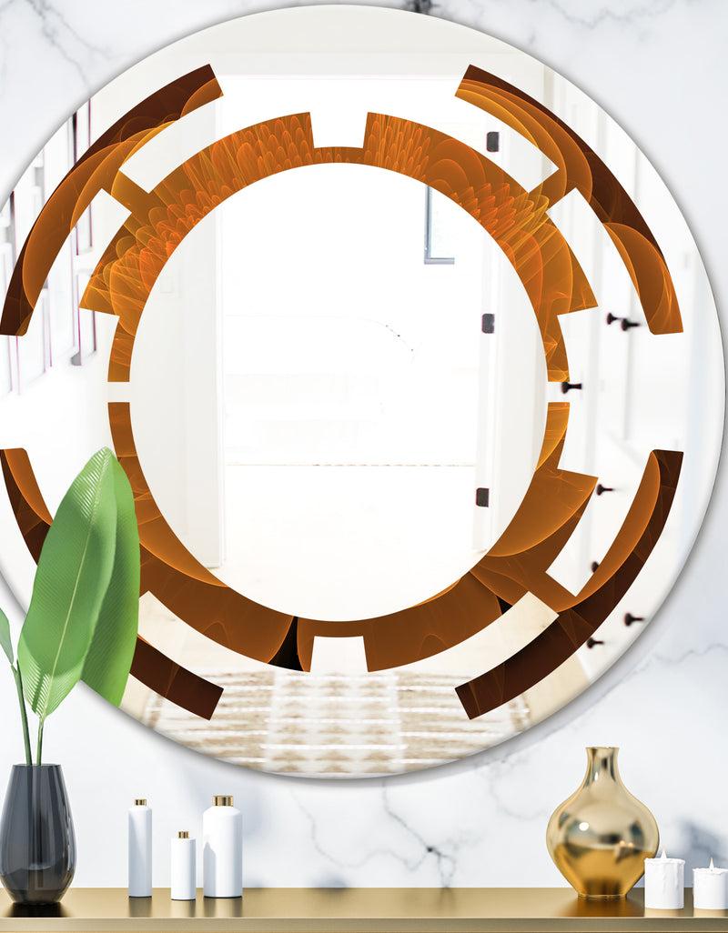 designq Water Lily Digital Art Fractal Flower - Modern Round or Oval Wall Mirror - Space