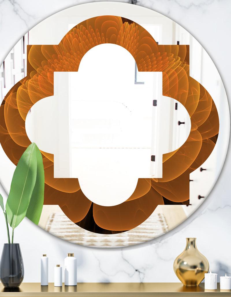 designq Water Lily Digital Art Fractal Flower - Modern Round or Oval Wall Mirror - Quatrefoil