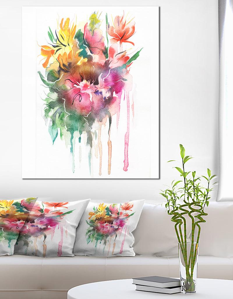 designq Watercolor Floral Illustration - Floral Canvas Art Print