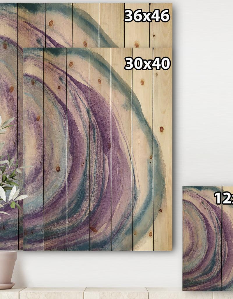 Designq Watercolor Geode I - Farmhouse Print On Natural Pine Wood