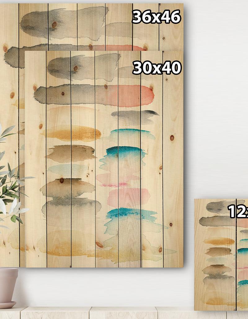 Designq Watercolor Geometric Swatch Element I - Mid-Century Modern Print On Natural Pine Wood