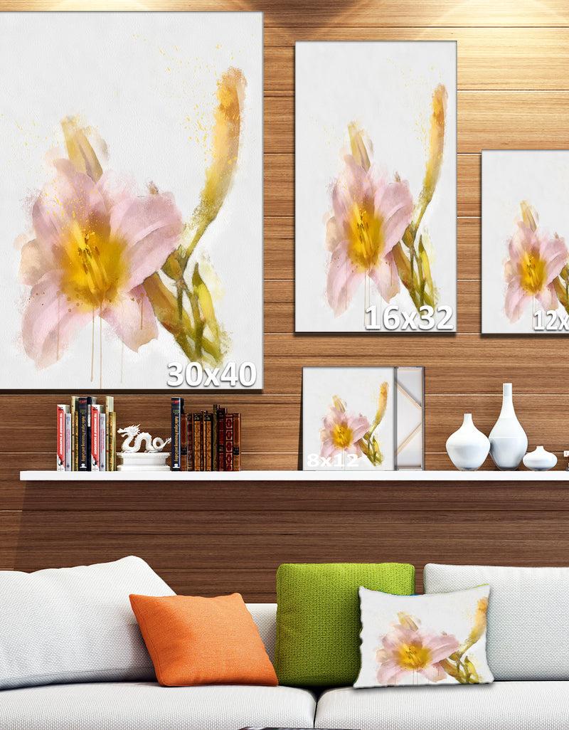 Designq Watercolor Lily With Color Splashes - Extra Large Floral Canvas Art