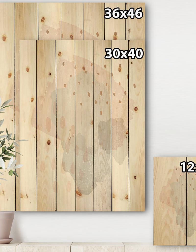 Designq Watercolor Minimal Blush II - Transitional Print On Natural Pine Wood
