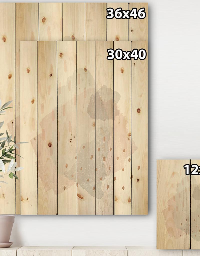 Designq Watercolor Minimal Blush III - Transitional Print On Natural Pine Wood