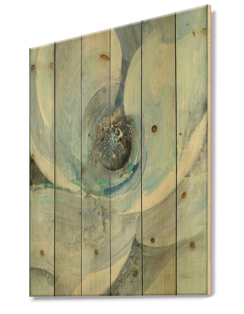 Designq Watercolor Moonlight Magnolia I - Farmhouse Print On Natural Pine Wood