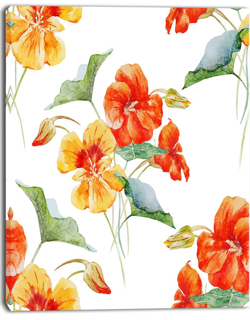 Designq Watercolor Nasturtium Flower Pattern - Extra Large Floral Canvas Art