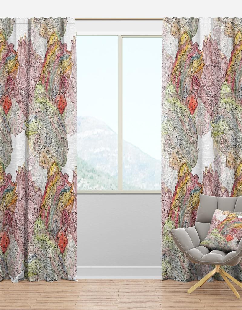 designq Watercolor Painting with Ethnic Motif - Bohemian & Eclectic Curtain Panels