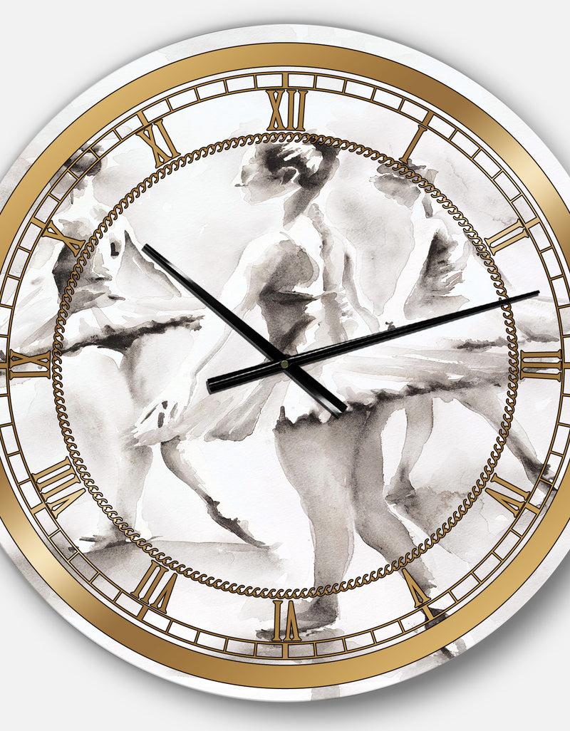 Designq Watercolors Ballerinas Dance I - Glam Wall CLock
