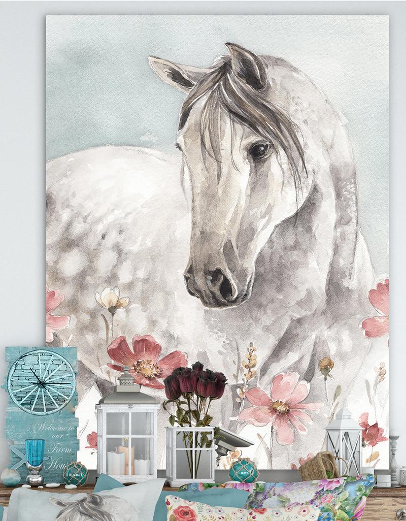 designq Watercolors Pink Wild Horses II - Premium Canvas Wall Art