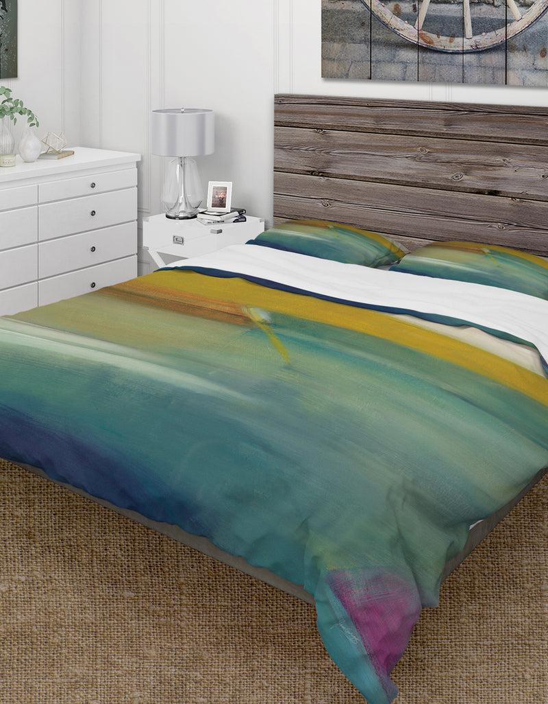designq Waterpainting Impression of Indigo And Green - Farmhouse Duvet Cover Set