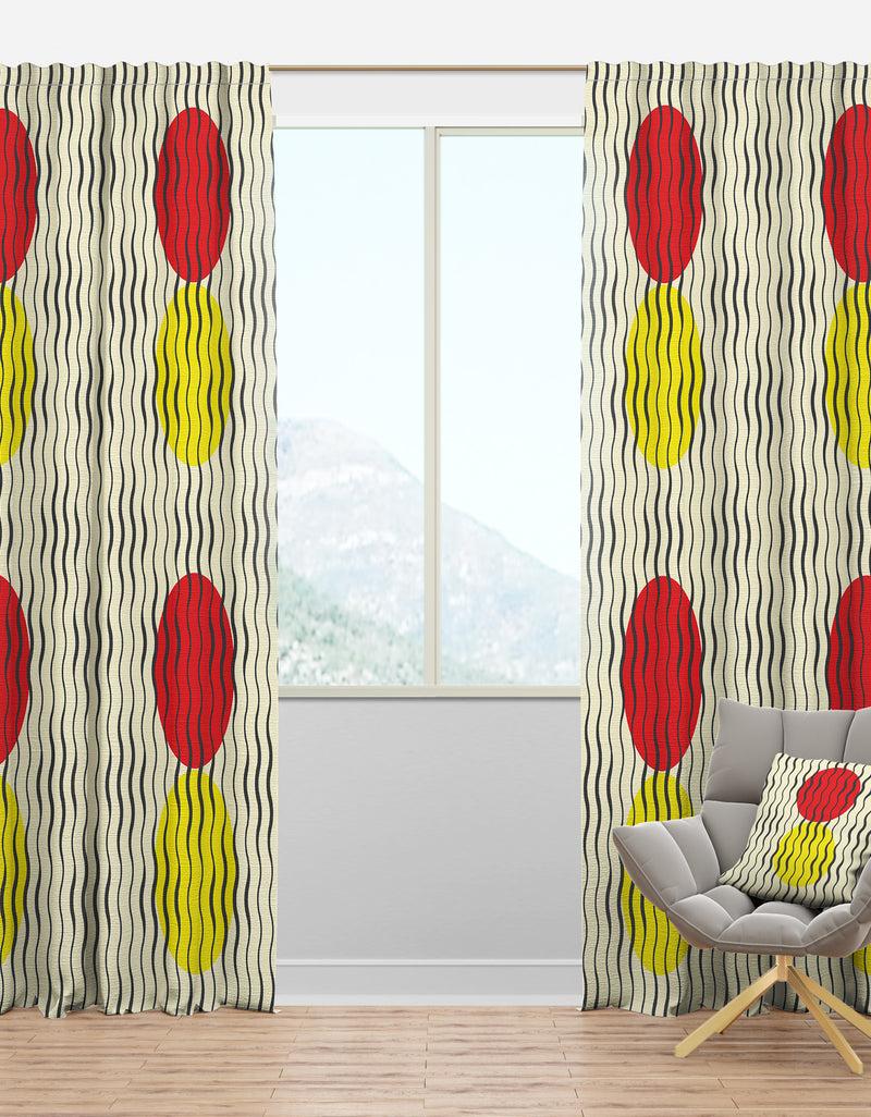 designq Wave Pattern - Mid-Century Modern Curtain Panels