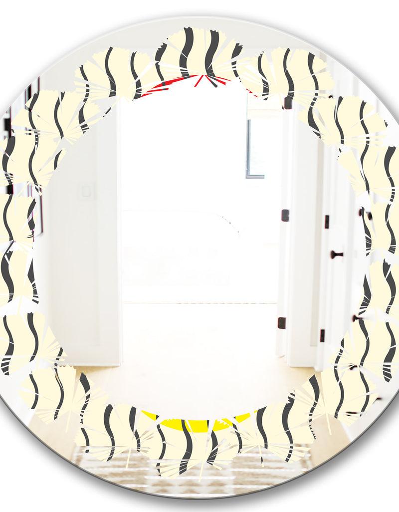 Designq Wave Pattern - Modern Round Or Oval Wall Mirror - Leaves