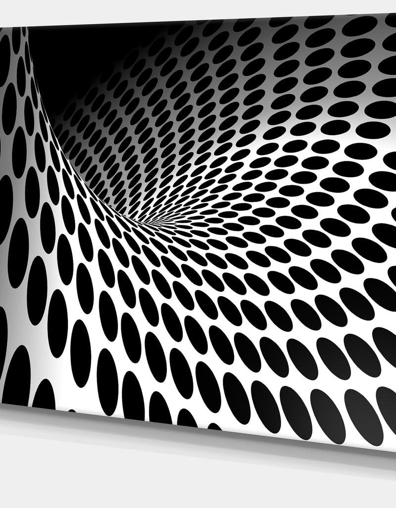 Designq Waves And Circles Black N - White - Abstract Art Canvas Print