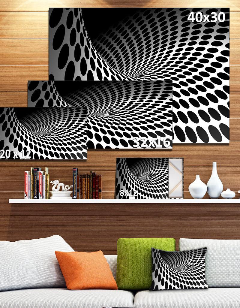Designq Waves And Circles Black N - White - Abstract Art Canvas Print