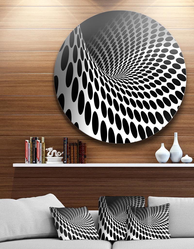 designq Waves and Circles Black n White - Abstract Art Circle Metal Wall Art
