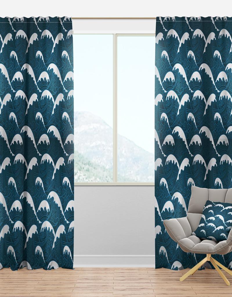 designq Waves Pattern - Nautical & Coastal Curtain Panels