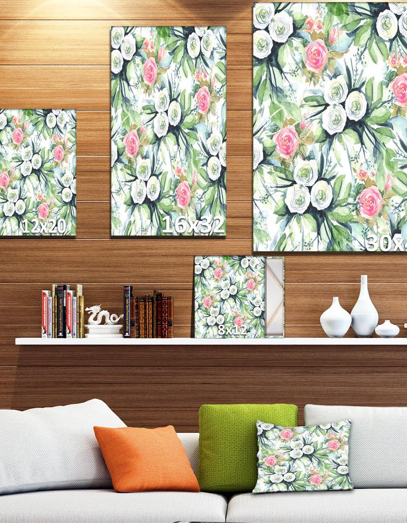 Designq Wedding Flowers In White And Yellow Roses - Floral Painting Print On Wrapped Canvas