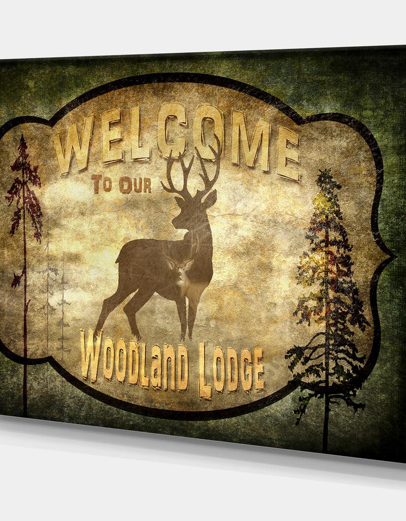 Designq Welcome_Lodge Deer - Cottage Gallery-wrapped Canvas