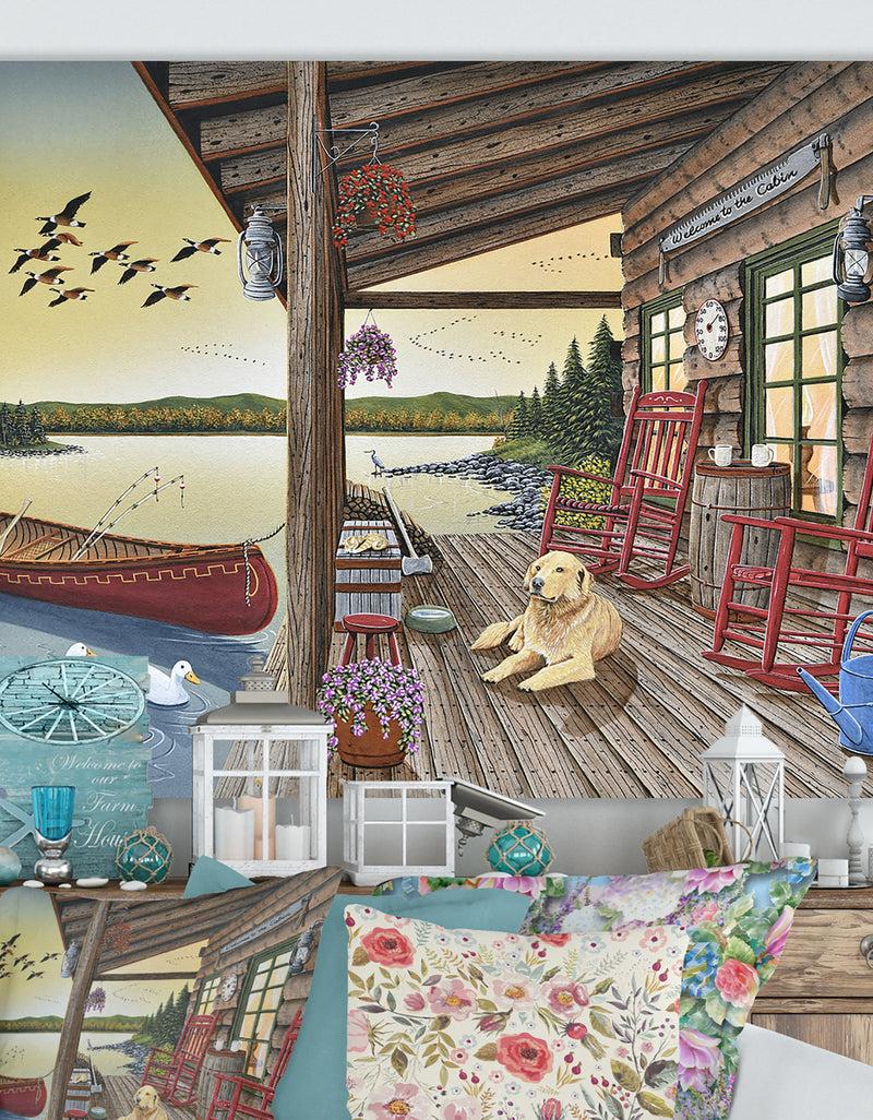 designq Welcome to the Cabin - Lake House Gallery-wrapped Canvas