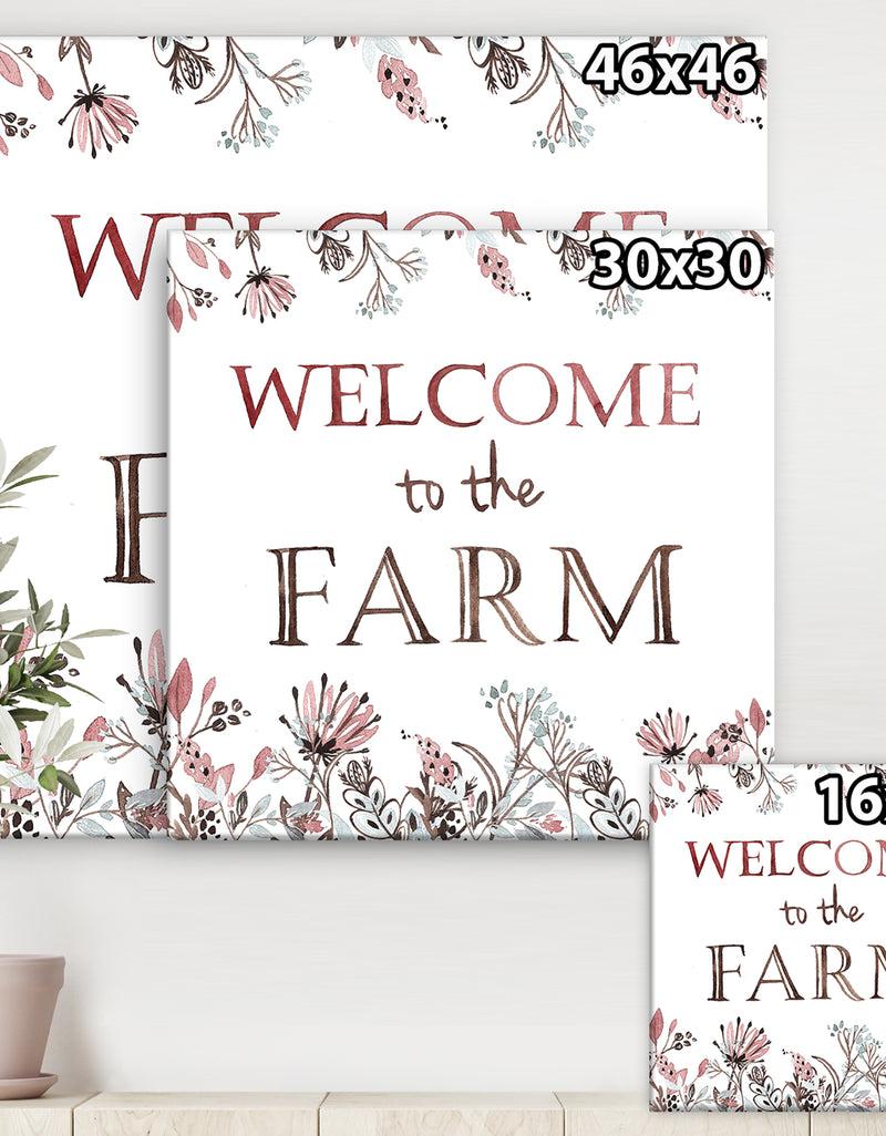 Designq Welcome To The Farm - Cottage Canvas Art Print