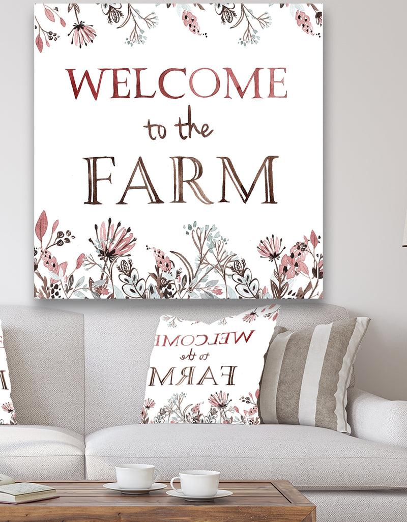 designq Welcome To The Farm - Cottage Canvas Art Print