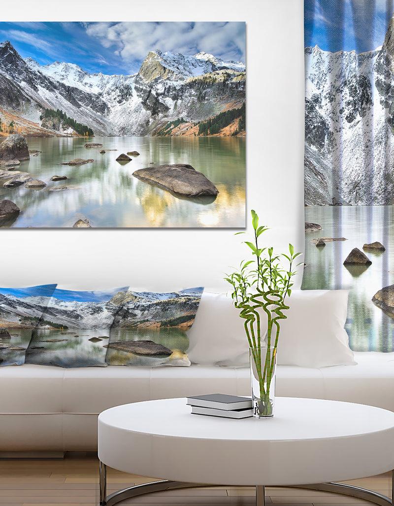 designq West Siberia Mountain lake - Lake Landscapes Photographic on wrapped Canvas