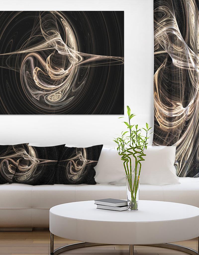 designq White Abstract Fractal Design in Black - Abstract Art on Canvas