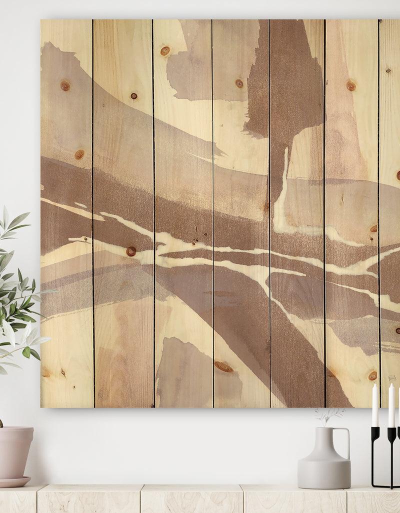 designq White and Placid I Blush - Modern Farmhouse Print on Natural Pine Wood