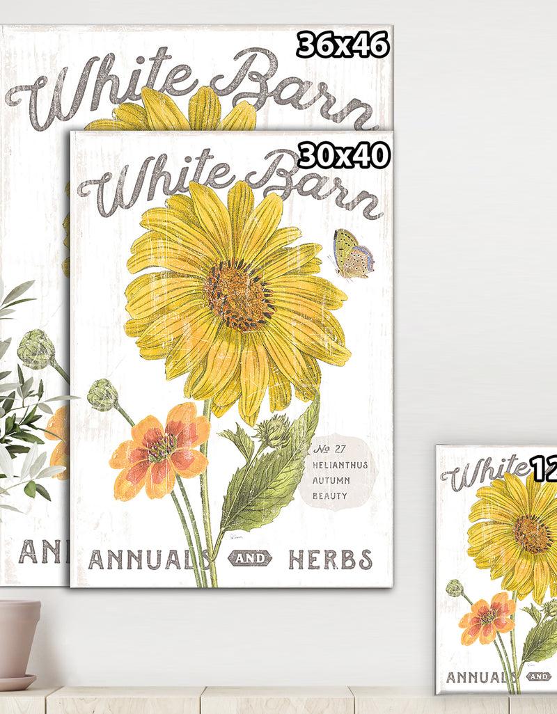 Designq White Barn Flowers I - Cottage Canvas Wall Art