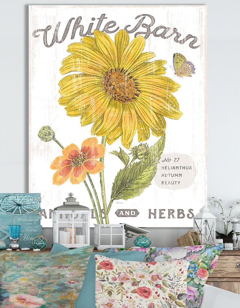 designq White Barn Flowers I - Cottage Canvas Wall Art