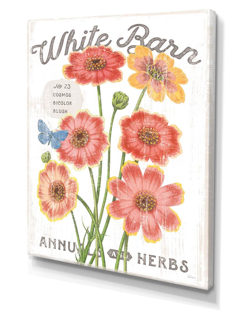 Designq White Barn Flowers III - Cottage Canvas Wall Art