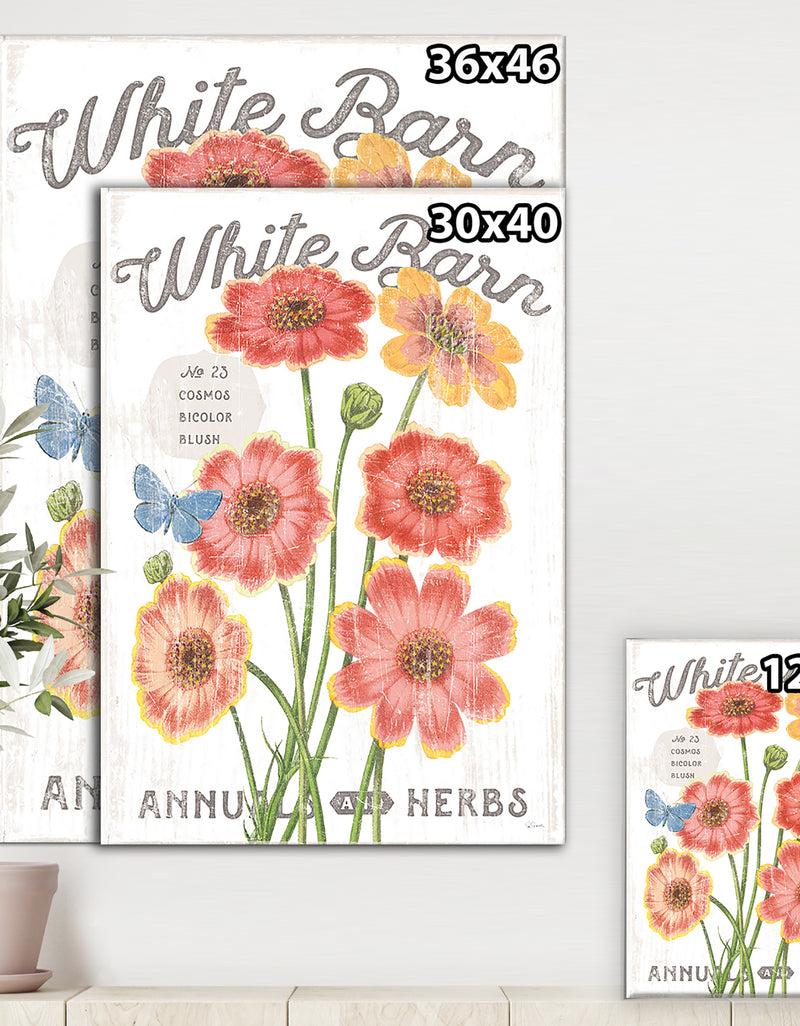 Designq White Barn Flowers III - Cottage Canvas Wall Art