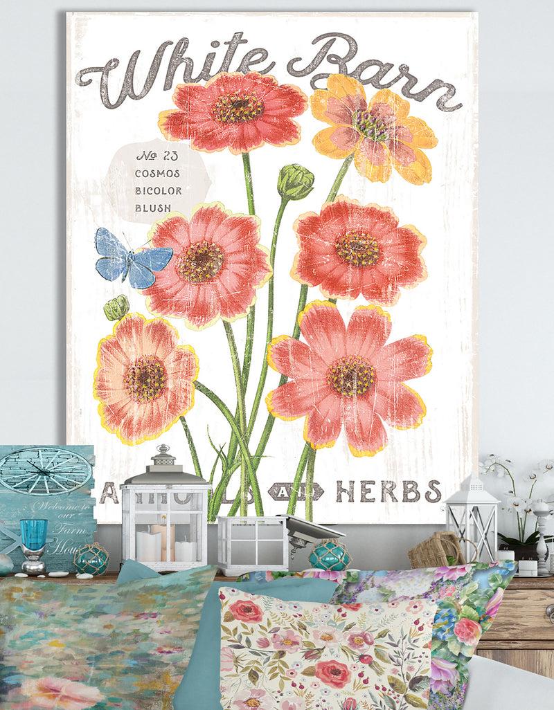 designq White Barn Flowers III - Cottage Canvas Wall Art