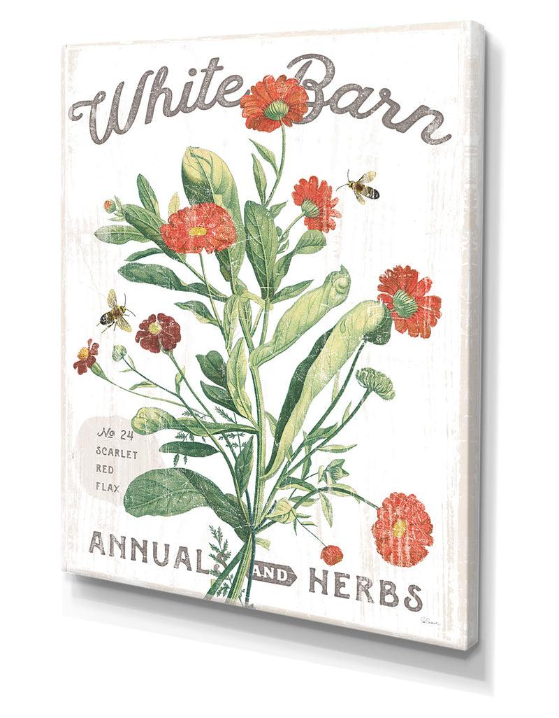 Designq White Barn Flowers IV - Cottage Canvas Wall Art