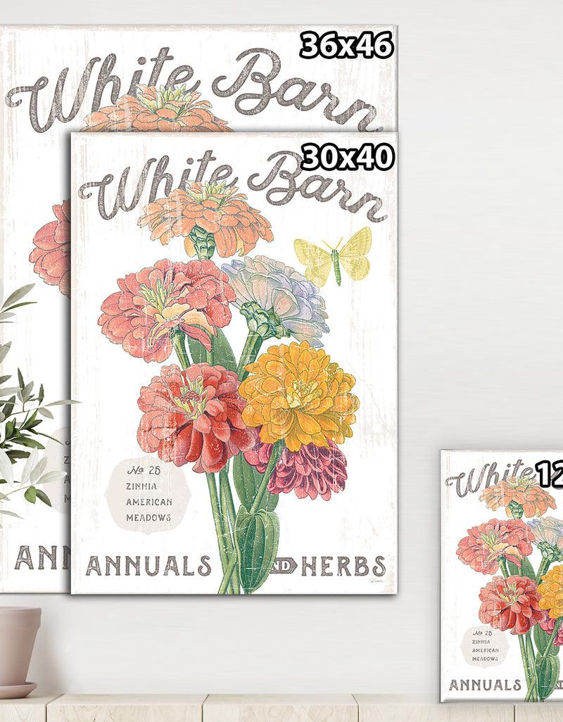 Designq White Barn Flowers V - Cottage Canvas Wall Art