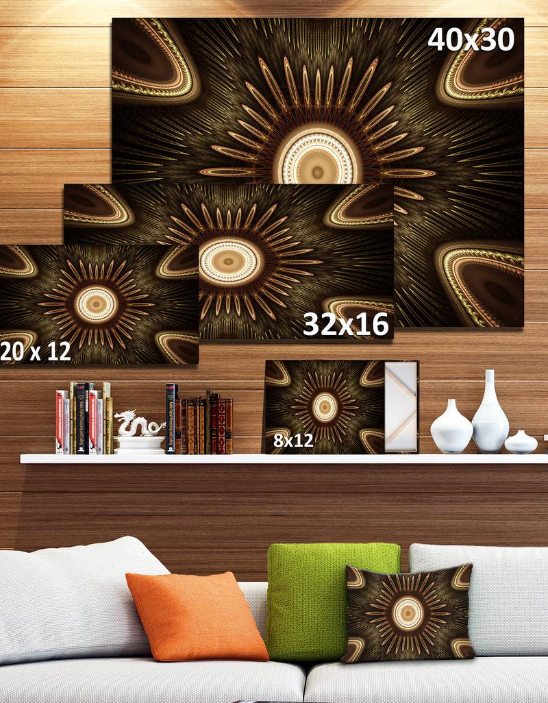 Designq White Brown Rounded Fractal Flower - Large Floral Canvas Art Print