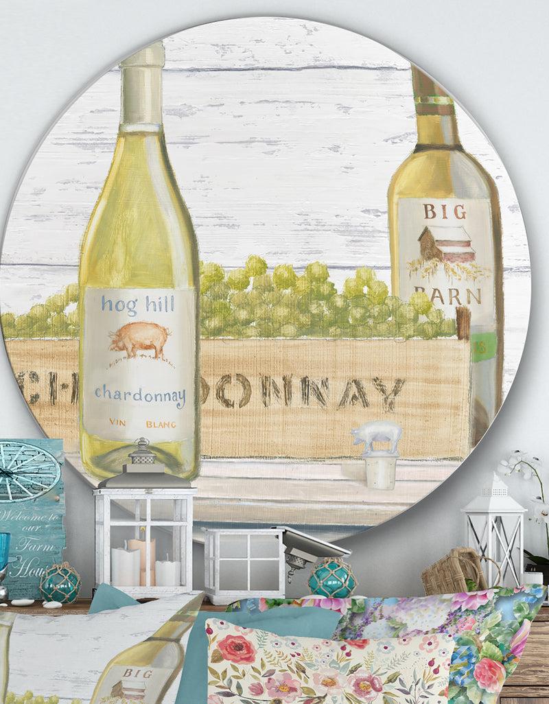 designq White Chardonnay Wine Bottles - Farmhouse Metal Circle Wall Art