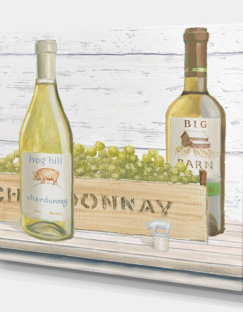 Designq White Chardonnay Wine Bottles - Food And Beverage Canvas Artwork