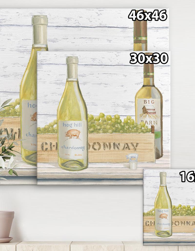 Designq White Chardonnay Wine Bottles - Food And Beverage Canvas Artwork