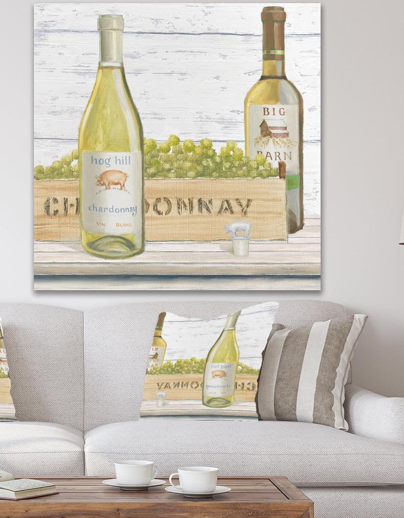 designq White Chardonnay Wine Bottles - Food and Beverage Canvas Artwork